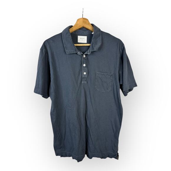 Billy Reid Mens size XL Short Sleeve Polo Shirt Blue Cotton Pocket - Picture 1 of 9